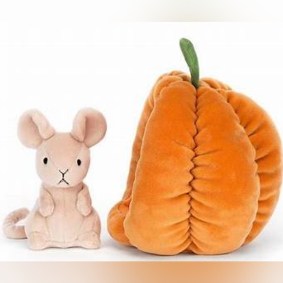 Jellycat Brambling Mouse in Pumpkin 6x6" Soft and Plush BNWT Authentic - Picture 4 of 6